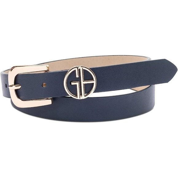 GIANI BERNINI Logo Keeper Belt in Navy Gold - NWT - Size Small - Picture 1 of 4